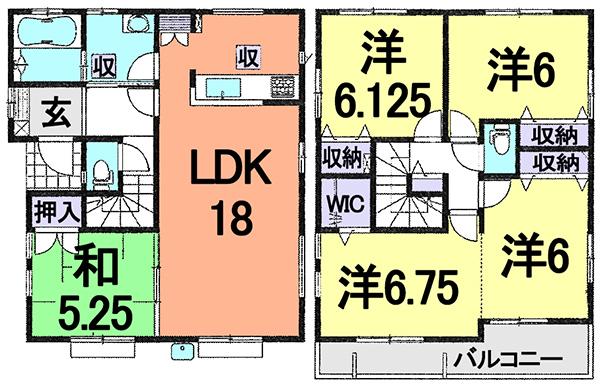 Floor plan. (1 Building), Price 42,900,000 yen, 4LDK, Land area 138.86 sq m , Building area 110.13 sq m