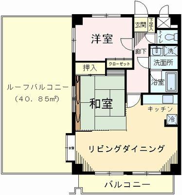 Floor plan. 2LDK, Price 18,800,000 yen, Occupied area 59.28 sq m , Balcony area 6.48 sq m