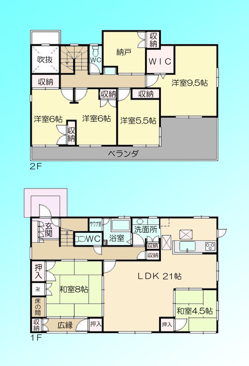 Floor plan. 31,800,000 yen, 6LDK + S (storeroom), Land area 176.34 sq m , Building area 163.54 sq m
