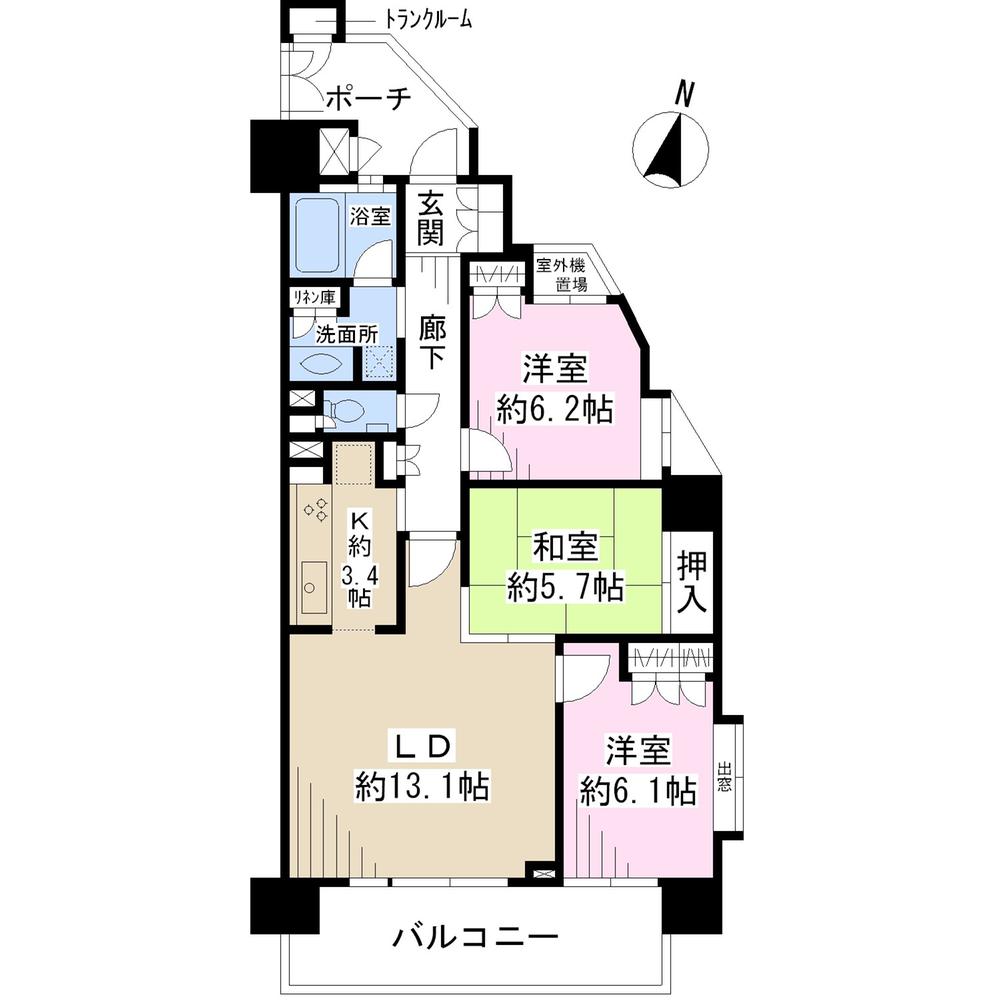Floor plan. 3LDK, Price 31,900,000 yen, Occupied area 78.11 sq m , Balcony area 12.44 sq m