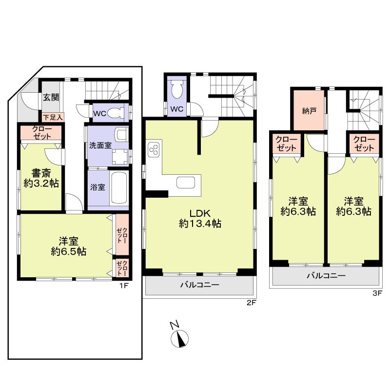 Floor plan. 27,800,000 yen, 4LDK + S (storeroom), Land area 64.86 sq m , Building area 102.66 sq m