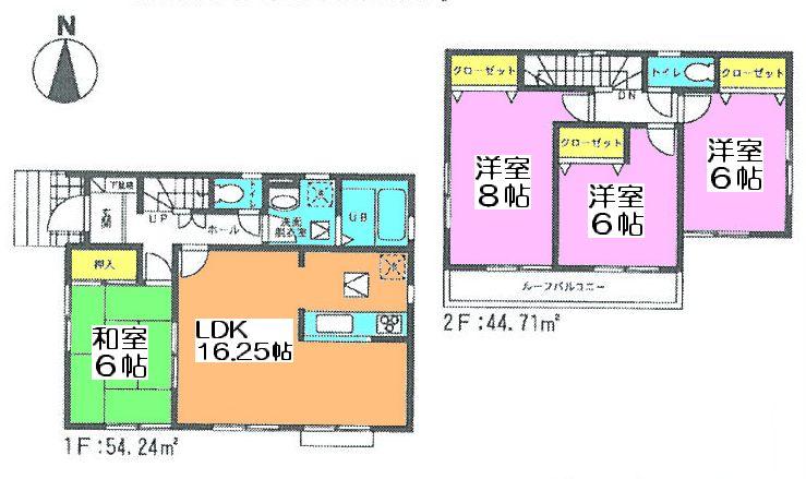 Floor plan. (1 Building), Price 32,800,000 yen, 4LDK, Land area 112.96 sq m , Building area 98.95 sq m