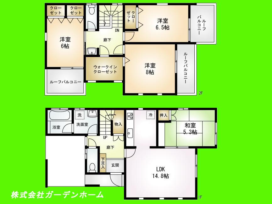 Floor plan. Price 48,800,000 yen, 4LDK, Land area 97.19 sq m , Building area 118.4 sq m