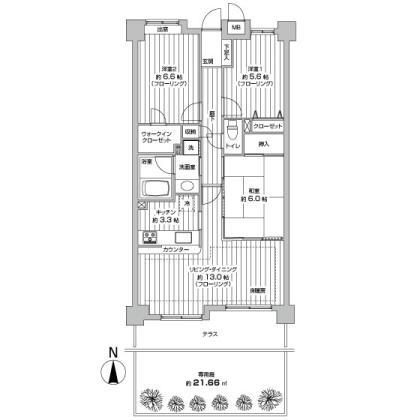Floor plan. 3LDK, Price 25,800,000 yen, Occupied area 75.63 sq m