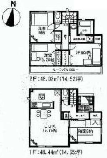 Floor plan. (6 Building), Price 24,800,000 yen, 4LDK, Land area 100.09 sq m , Building area 96.46 sq m