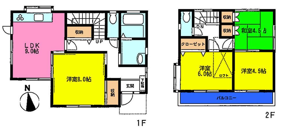 Floor plan. 18,800,000 yen, 4LDK, Land area 132.55 sq m , Building area 83.84 sq m