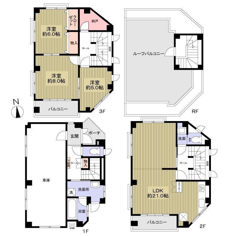 Floor plan. 27,800,000 yen, 3LDK, Land area 70.84 sq m , Building area 137.44 sq m