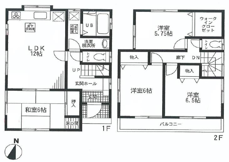 Floor plan. 18,800,000 yen, 4LDK, Land area 122.33 sq m , Building area 92.73 sq m
