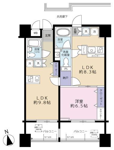Floor plan. 1LLDDKK + S (storeroom), Price 25,800,000 yen, Occupied area 54.31 sq m , Balcony area 14 sq m entrance ・ kitchen ・ bathroom ・ Two vanity room each. You can completely separated by steel doors and wooden sliding door with a key in the closet. It holds the privacy, You can Dari live in rent or relatives.