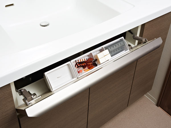 Bathing-wash room.  [Beautiful pocket] Effectively utilizing the dead space in front wash bowl, Pocket can hold small items such as make-up supplies.
