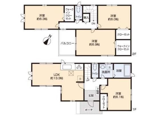 Floor plan. 26,900,000 yen, 4LDK, Land area 105.2 sq m , Building area 98.13 sq m floor plan