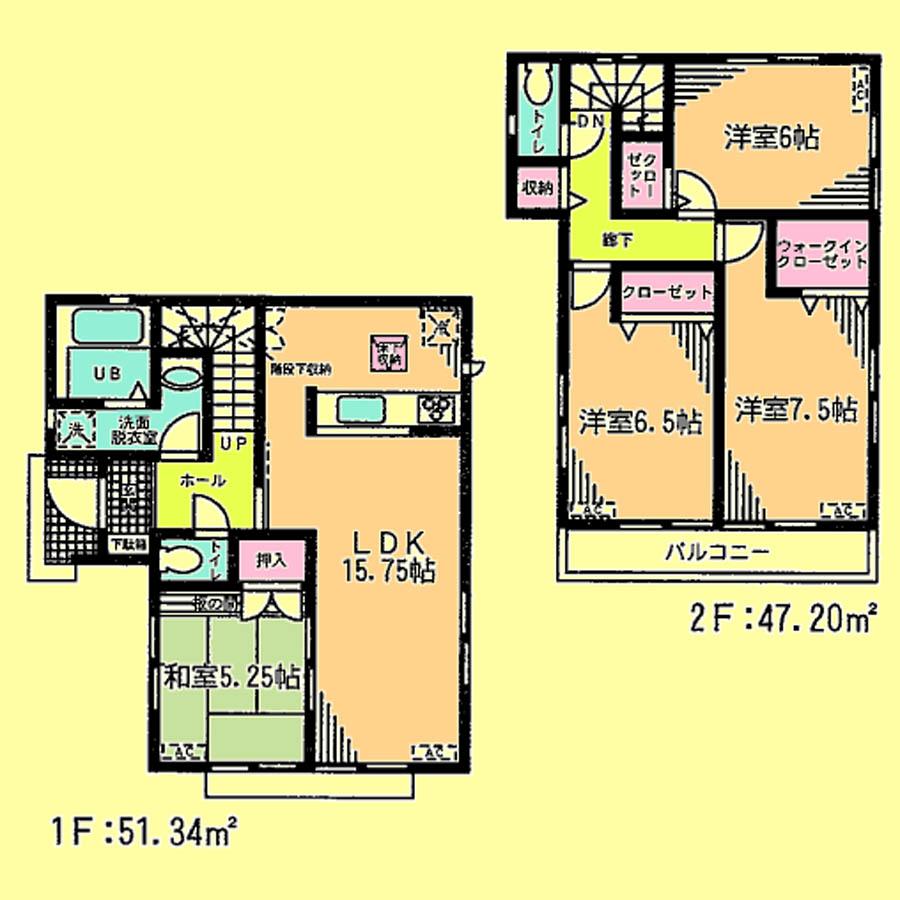 Floor plan. Price 23.8 million yen, 4LDK, Land area 107.31 sq m , Building area 98.54 sq m