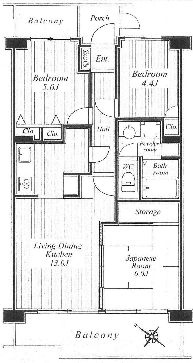 Floor plan. 3LDK, Price 12.9 million yen, Occupied area 62.84 sq m , Balcony area 12.74 sq m