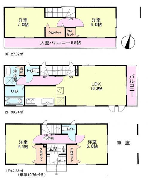 Floor plan. 29,800,000 yen, 4LDK, Land area 74.73 sq m , Building area 109.29 sq m