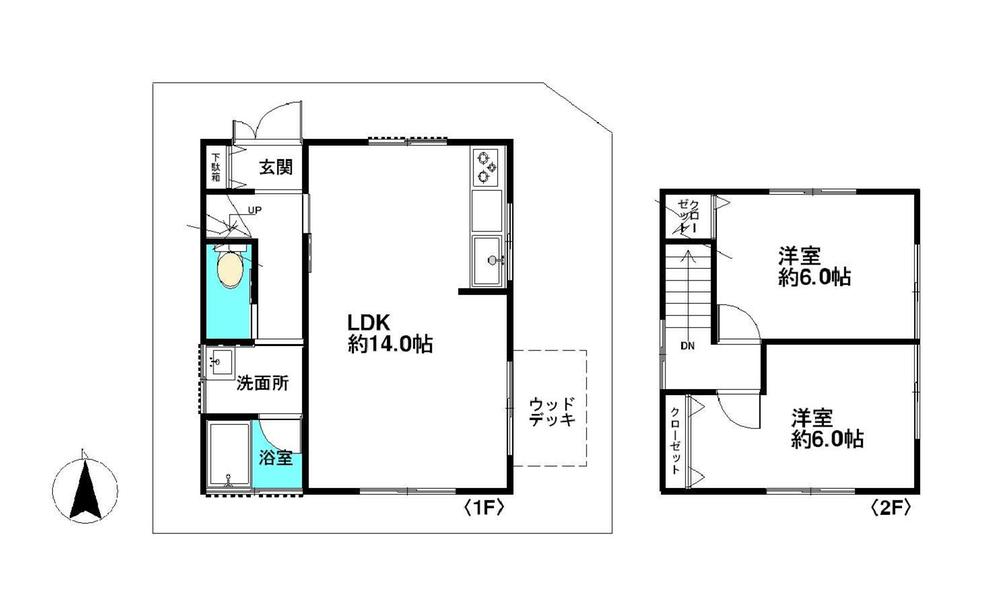 Floor plan. 14.8 million yen, 2LDK, Land area 84.64 sq m , Building area 59.62 sq m