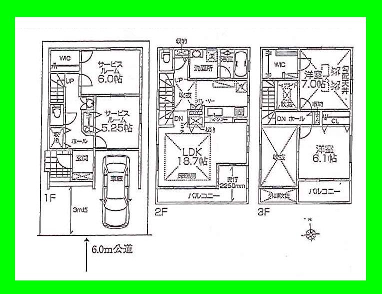 Floor plan. (3 Building), Price 39,800,000 yen, 2LDK+2S, Land area 73.21 sq m , Building area 120.48 sq m