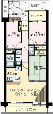 Floor plan. 3LDK, Price 24,800,000 yen, Footprint 68.4 sq m , Balcony area 12.93 sq m