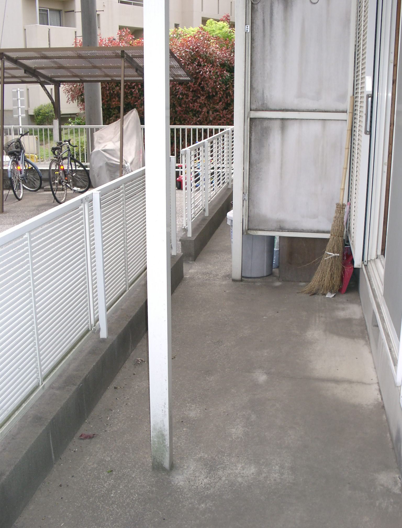 Balcony. You can put even clothes stand.
