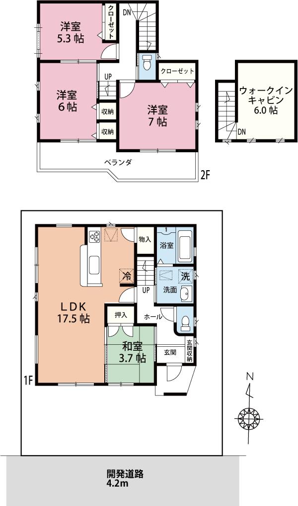 Floor plan. (7 Building), Price 36.5 million yen, 4LDK, Land area 101.21 sq m , Building area 94.4 sq m