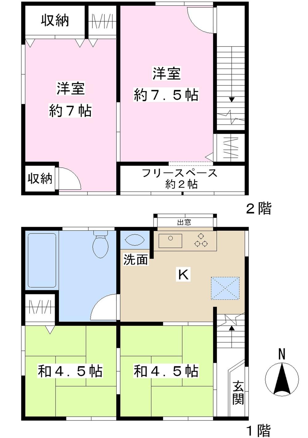 Floor plan. 8.9 million yen, 4DK, Land area 44.09 sq m , Building area 52.04 sq m