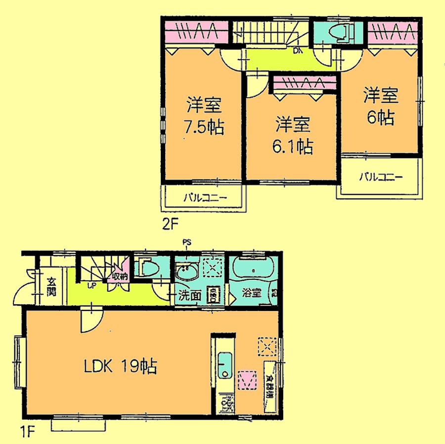 Floor plan. Price 24,800,000 yen, 3LDK, Land area 112.8 sq m , Building area 91.08 sq m