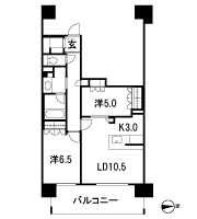 Floor: 2LDK + SIC (shoes in cloak), the occupied area: 63.56 sq m