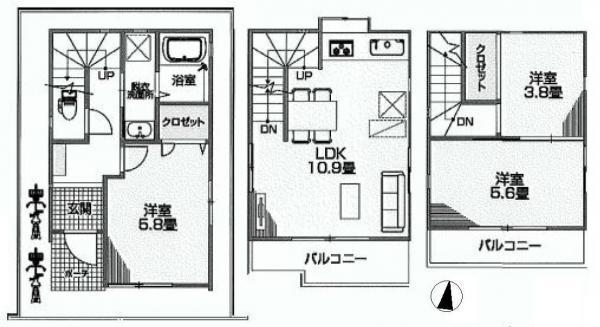 Floor plan. 22,300,000 yen, 3LDK, Land area 40.93 sq m , Building area 65.19 sq m