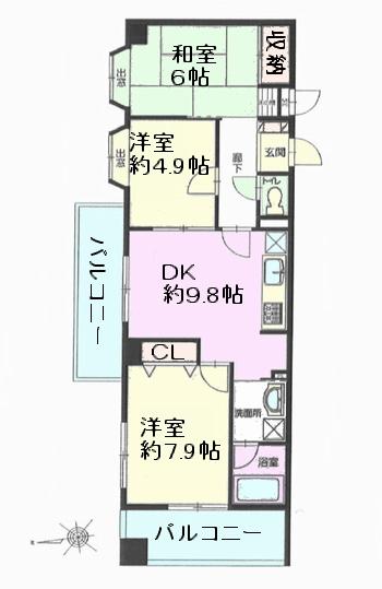 Floor plan. Corner room
