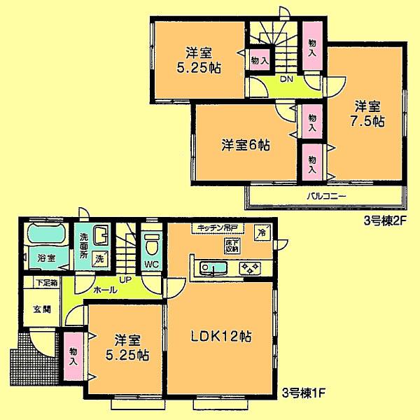 Floor plan. Price 26,800,000 yen, 4LDK, Land area 107.23 sq m , Building area 88.6 sq m