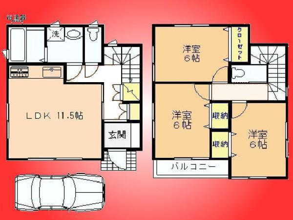 Floor plan. 23 million yen, 3LDK, Land area 82.92 sq m , 3LDK I is very bright all the rooms facing the building area 79.77 sq m all Shitsuminami.