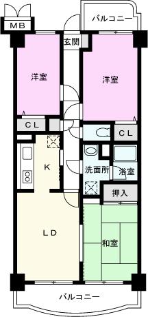 Floor plan. 3LDK, Price 12.6 million yen, Occupied area 64.24 sq m , Balcony area 10.47 sq m