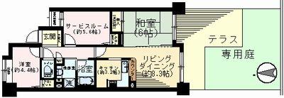 Floor plan. 2LDK + S (storeroom), Price 12.8 million yen, Occupied area 61.43 sq m