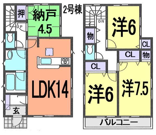 Floor plan. (Building 2), Price 28.8 million yen, 3LDK+S, Land area 111.84 sq m , Building area 91.93 sq m
