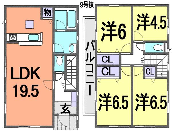 Floor plan. (9 Building), Price 31,800,000 yen, 4LDK, Land area 100.1 sq m , Building area 94.77 sq m
