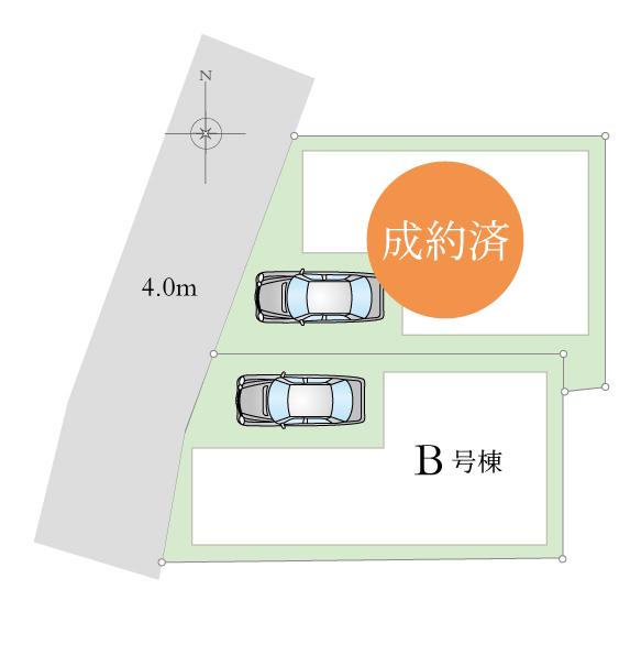 The entire compartment Figure. All two buildings facing the 4m public road surface. There are each building agreement part area of ​​about 0.32 sq m. 