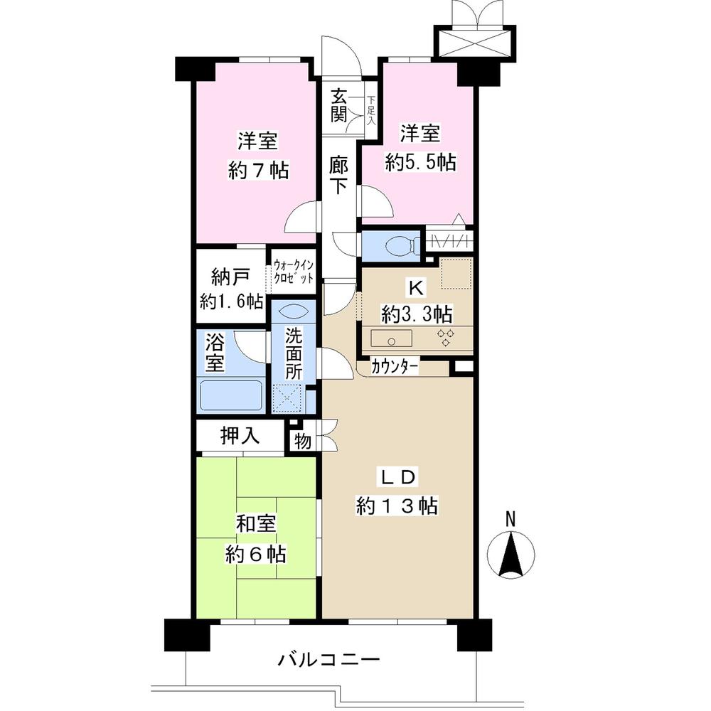 Floor plan. 3LDK, Price 20.8 million yen, Occupied area 75.48 sq m , Balcony area 10.68 sq m