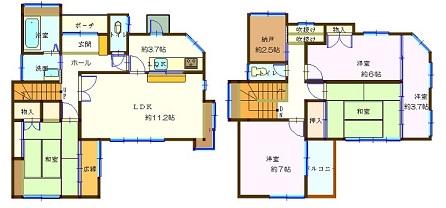 Floor plan. 11 million yen, 4LDK+S, Land area 105.16 sq m , Building area 110.34 sq m