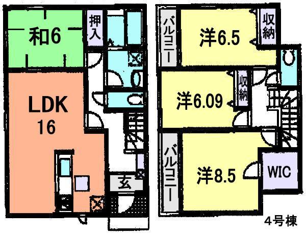Floor plan. (4 Building), Price 18.9 million yen, 4LDK, Land area 372.28 sq m , Building area 105.16 sq m