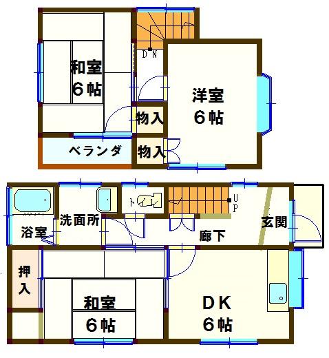 Floor plan. 5.3 million yen, 3DK, Land area 120.14 sq m , Building area 62.1 sq m