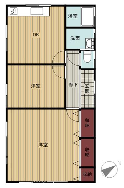 Floor plan. 11 million yen, 2DK, Land area 227.74 sq m , It is a building area of ​​59.62 sq m easy-to-use floor plan