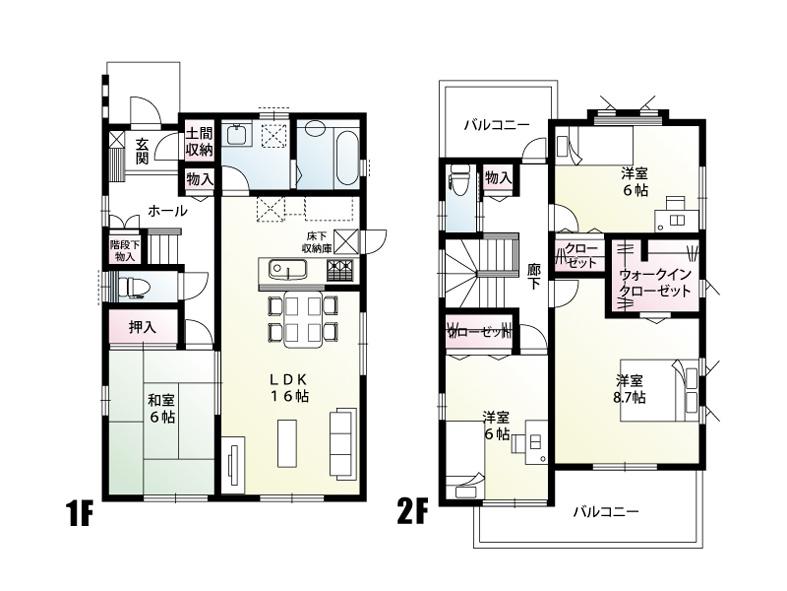 Floor plan. (Building 2), Price 21,800,000 yen, 4LDK, Land area 200.78 sq m , Building area 110.04 sq m