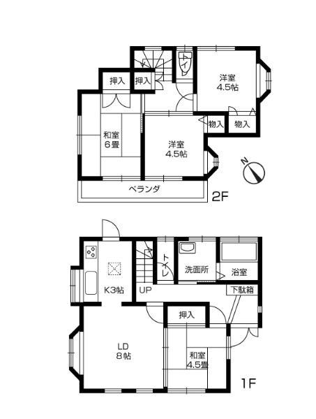 Floor plan. 10.8 million yen, 4LDK, Land area 115.06 sq m , Building area 80.73 sq m 4LDK