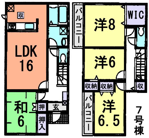 Floor plan. (7 Building), Price 18,800,000 yen, 4LDK, Land area 323.88 sq m , Building area 105.99 sq m