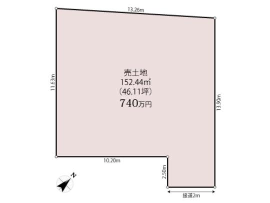 Compartment figure. Land price 7.4 million yen, Land area 152.44 sq m compartment view