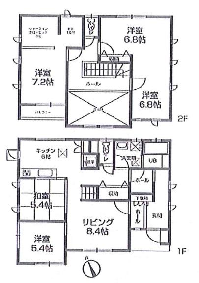 Floor plan. 25,800,000 yen, 4LDK + S (storeroom), Land area 302.81 sq m , Building area 126 sq m built after three years  ☆ In corner lot release preeminent in the spacious grounds, Cozy location.  ☆ Spacious family everyone is very happy in the Floor  ☆ Entrance hall is also a spacious, Great vaulted ceiling in the living, Welcomes the bright rooms