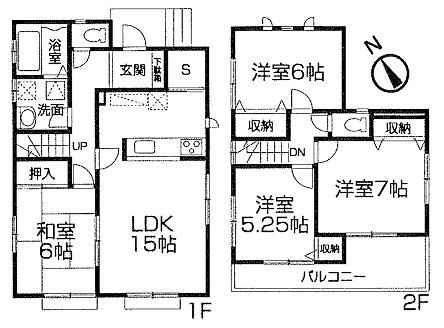 Floor plan. 15.8 million yen, 4LDK, Land area 188.55 sq m , Building area 94.39 sq m