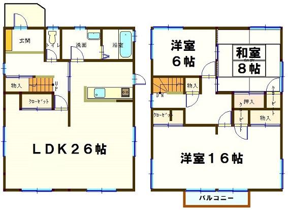 Floor plan. 14.8 million yen, 4LDK, Land area 165.29 sq m , Building area 132.48 sq m
