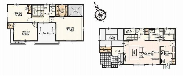 Floor plan. (6 Building), Price 22,800,000 yen, 4LDK, Land area 218.92 sq m , Building area 107.64 sq m