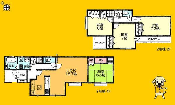 Floor plan. 21,800,000 yen, 4LDK, Land area 223.88 sq m , Building area 107.64 sq m