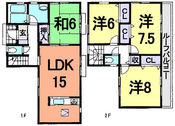 Floor plan. 17.8 million yen, 4LDK, Land area 158 sq m , Building area 99.36 sq m